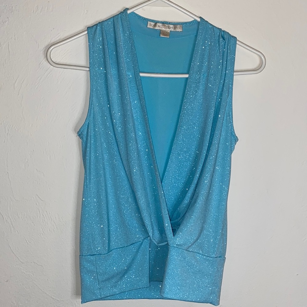 Womens Boston Proper Low Cut Sparkle Dress Top